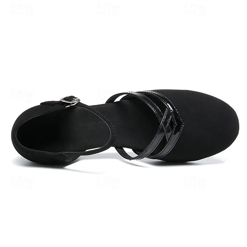 Chaussures de Danse à Talon Bas en Suédine pour Femmes