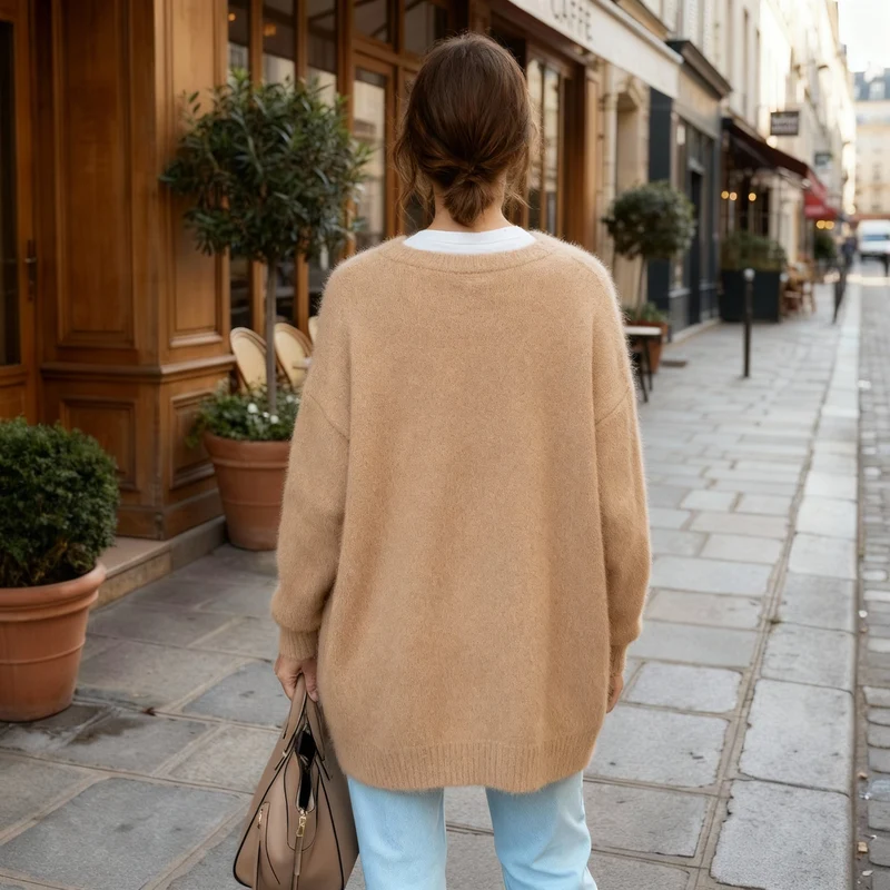 Cardigan en Maille avec Boutons pour Femmes