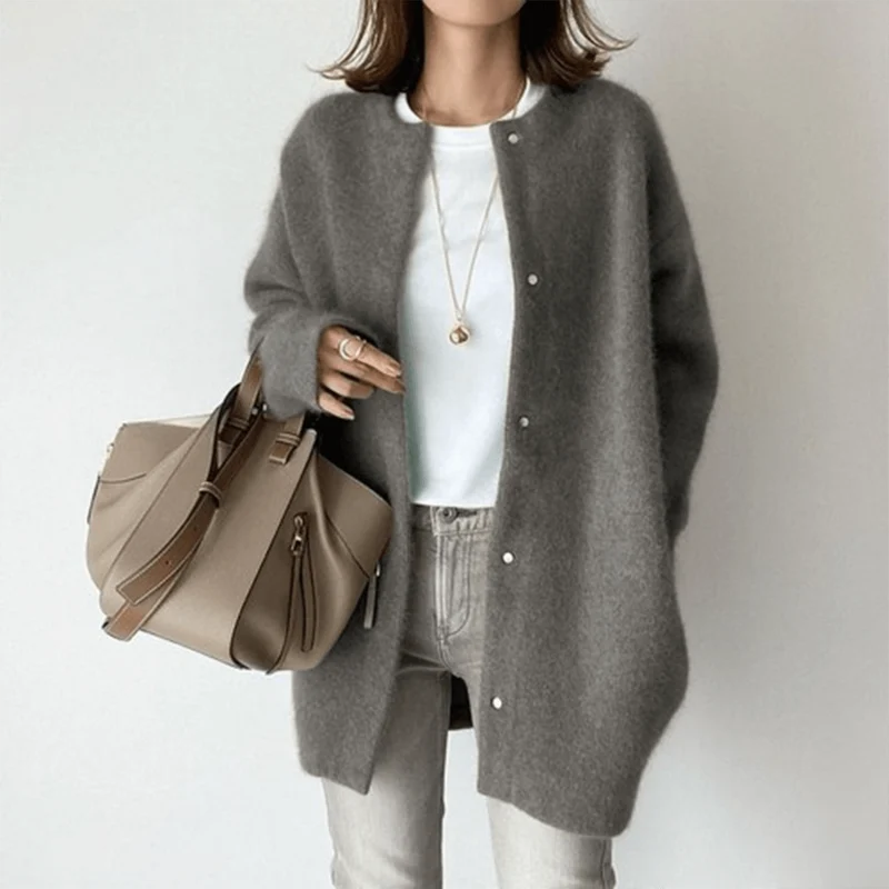 Cardigan en Maille avec Boutons pour Femmes