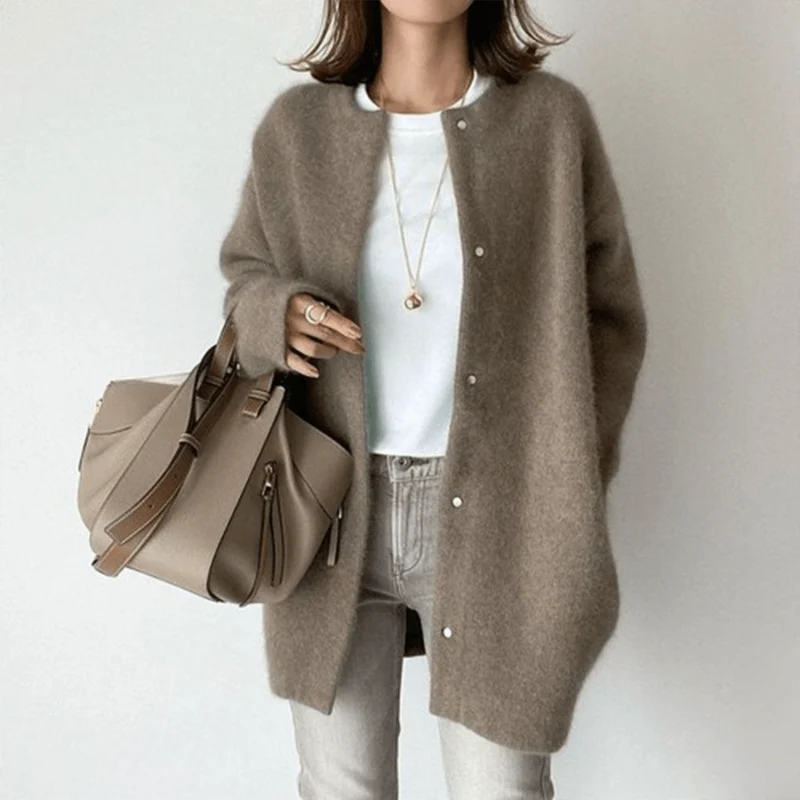 Cardigan en Maille avec Boutons pour Femmes
