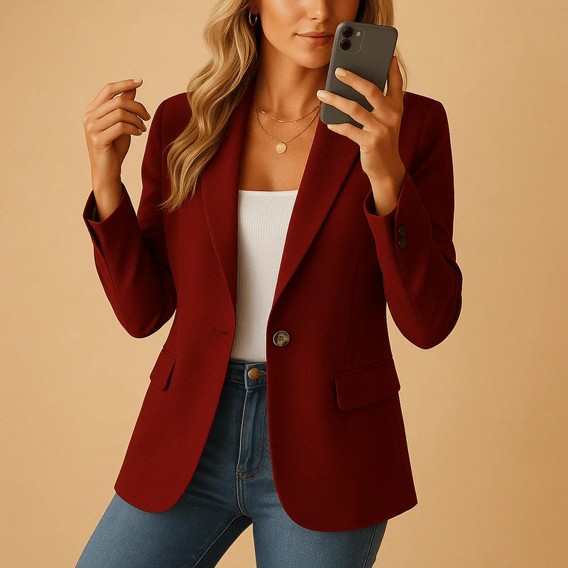 Blazer Classique à Une Boutonnière pour Femmes