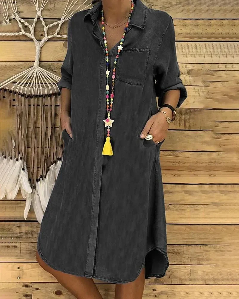 Robe Chemise en Denim Casual et Confortable pour Femmes