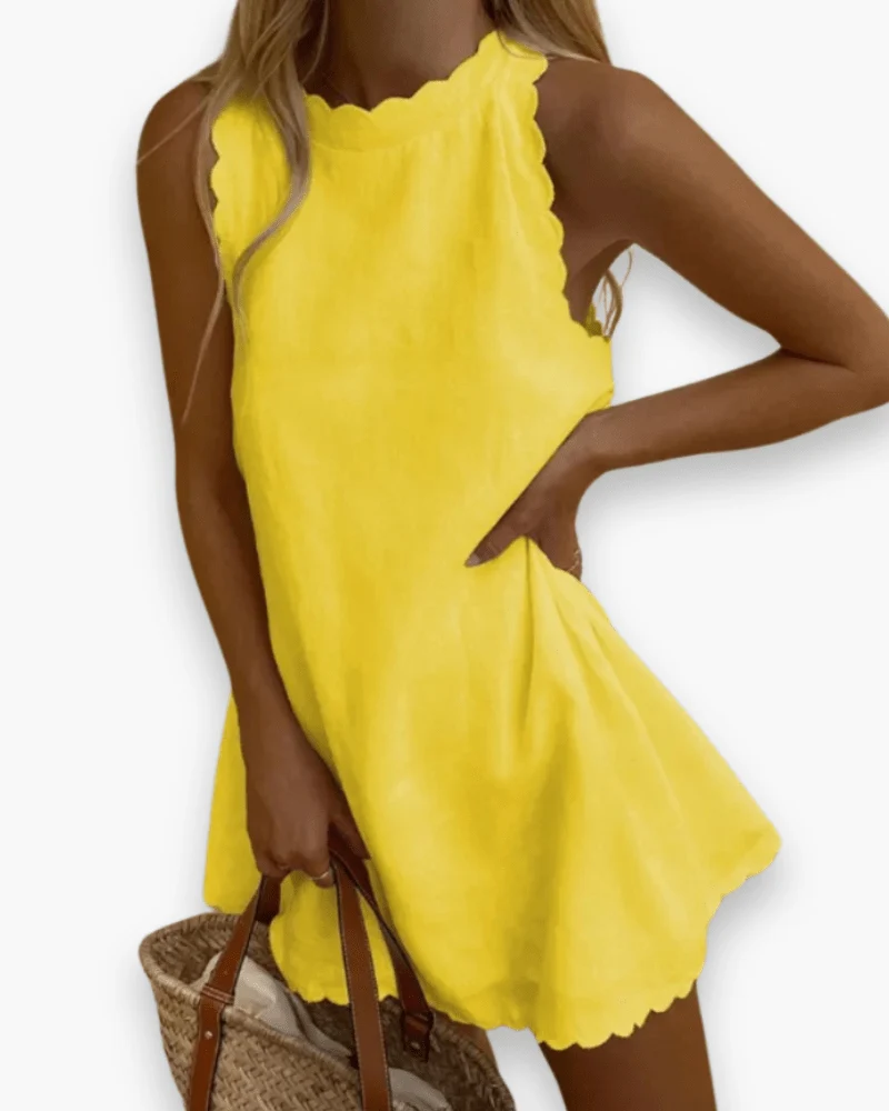 Robe Mini en Coton et Lin pour Femmes