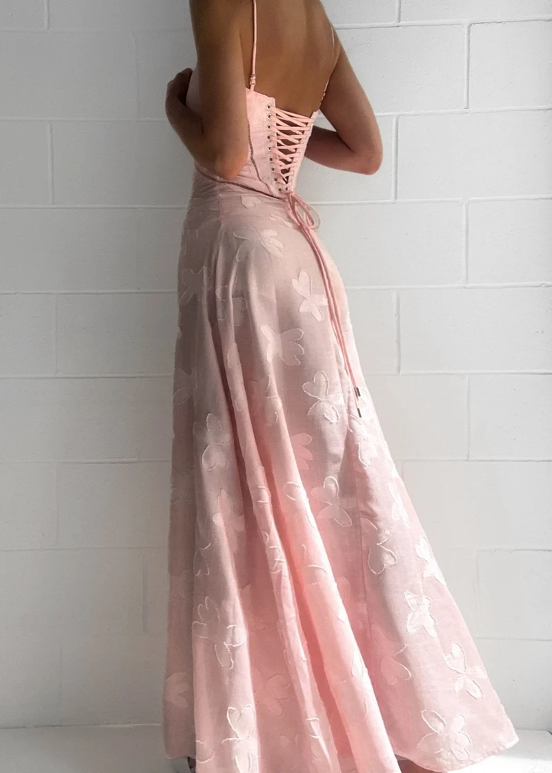 Robe Longue Jacquard Corset pour Femmes