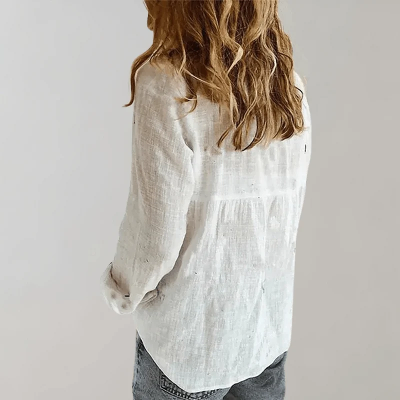Chemise en Lin Décontractée à Manches Longues pour Femmes