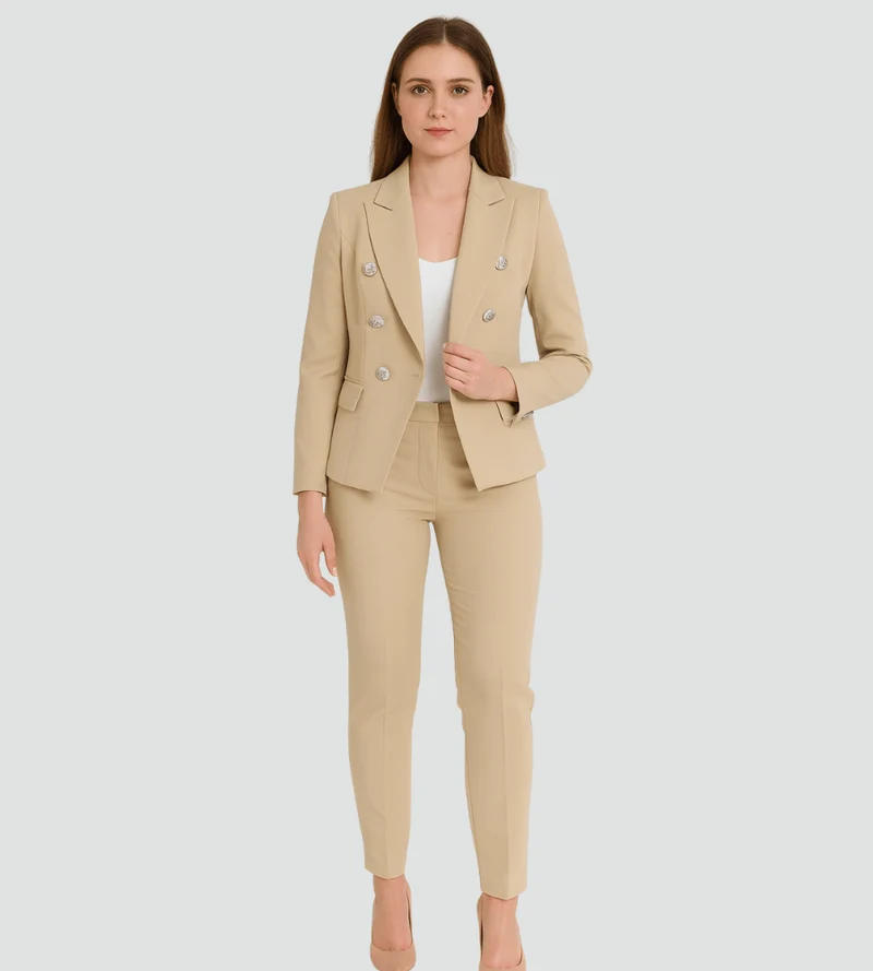Costume Femme à Double Boutonnage