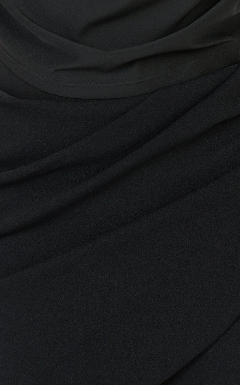 Cosette Mini Skirt - Mid Rise Wrap Detail Fitted Skirt in Black