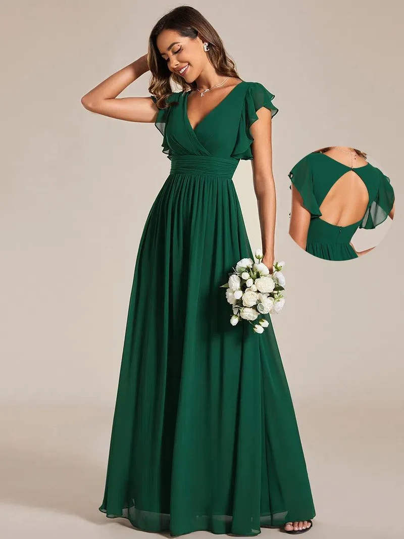 ever LILYANA|Robe de demoiselle d'honneur en mousseline avec dos découpé