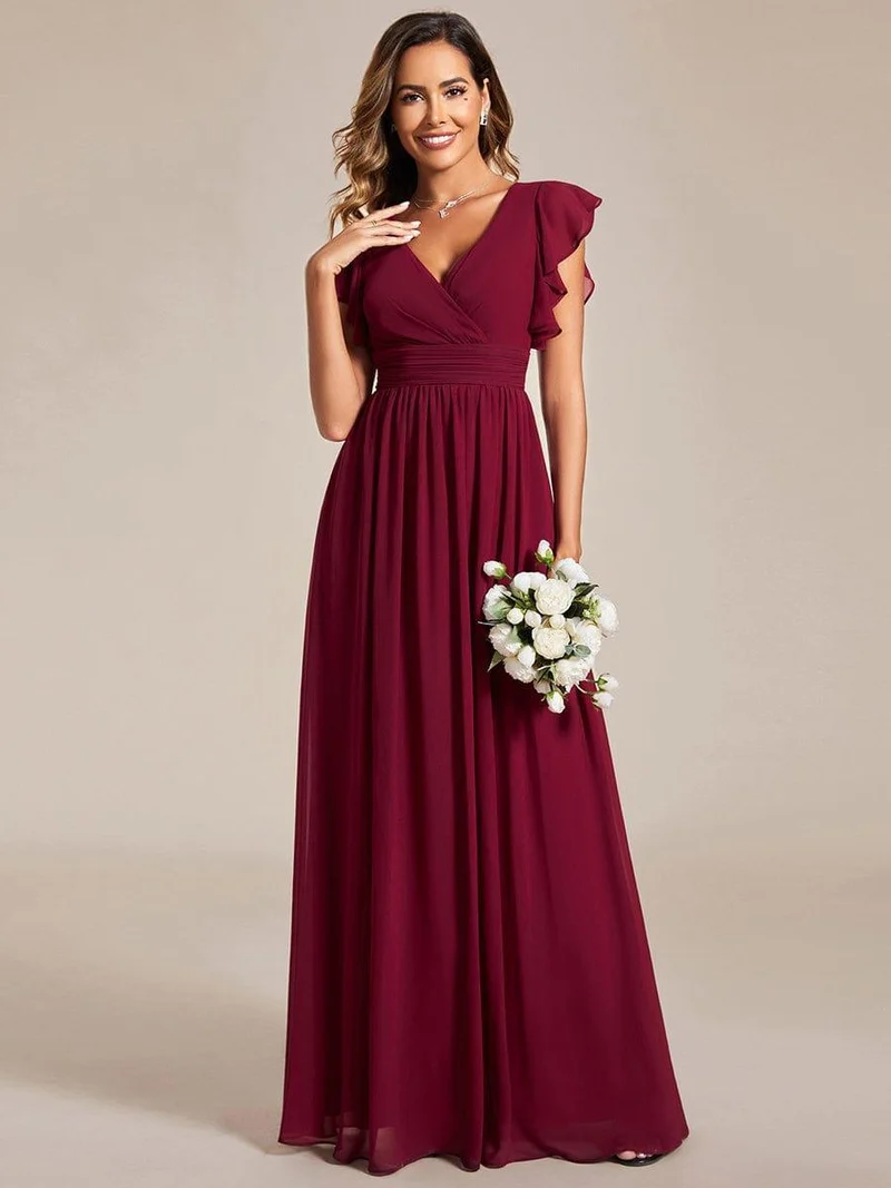 ever LILYANA|Robe de demoiselle d'honneur en mousseline avec dos découpé