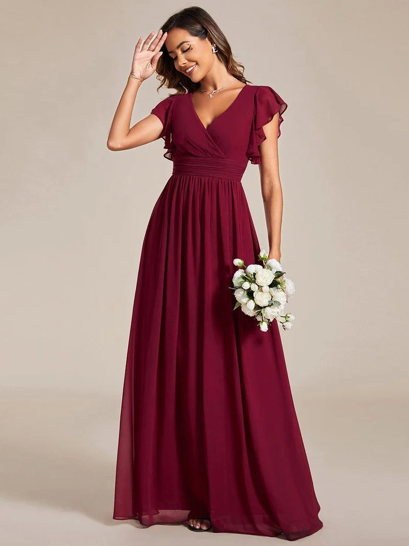 ever LILYANA|Robe de demoiselle d'honneur en mousseline avec dos découpé
