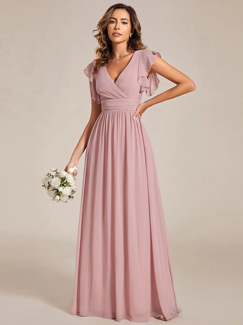 ever LILYANA|Robe de demoiselle d'honneur en mousseline avec dos découpé