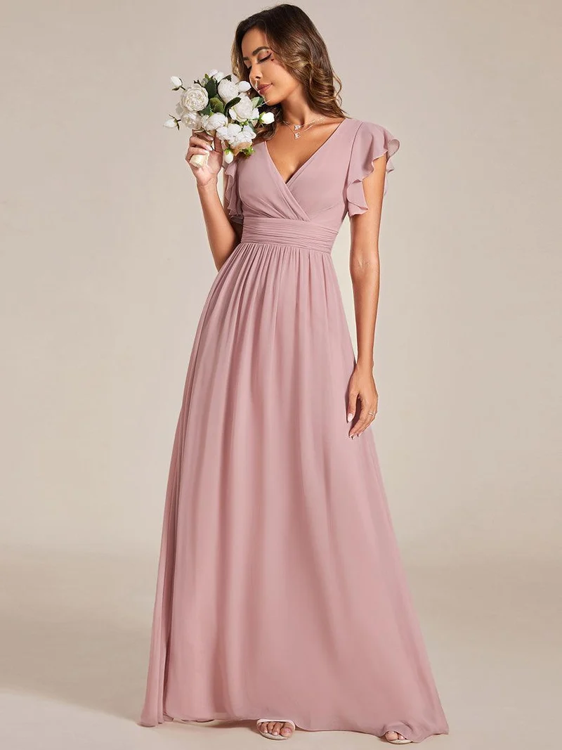 ever LILYANA|Robe de demoiselle d'honneur en mousseline avec dos découpé