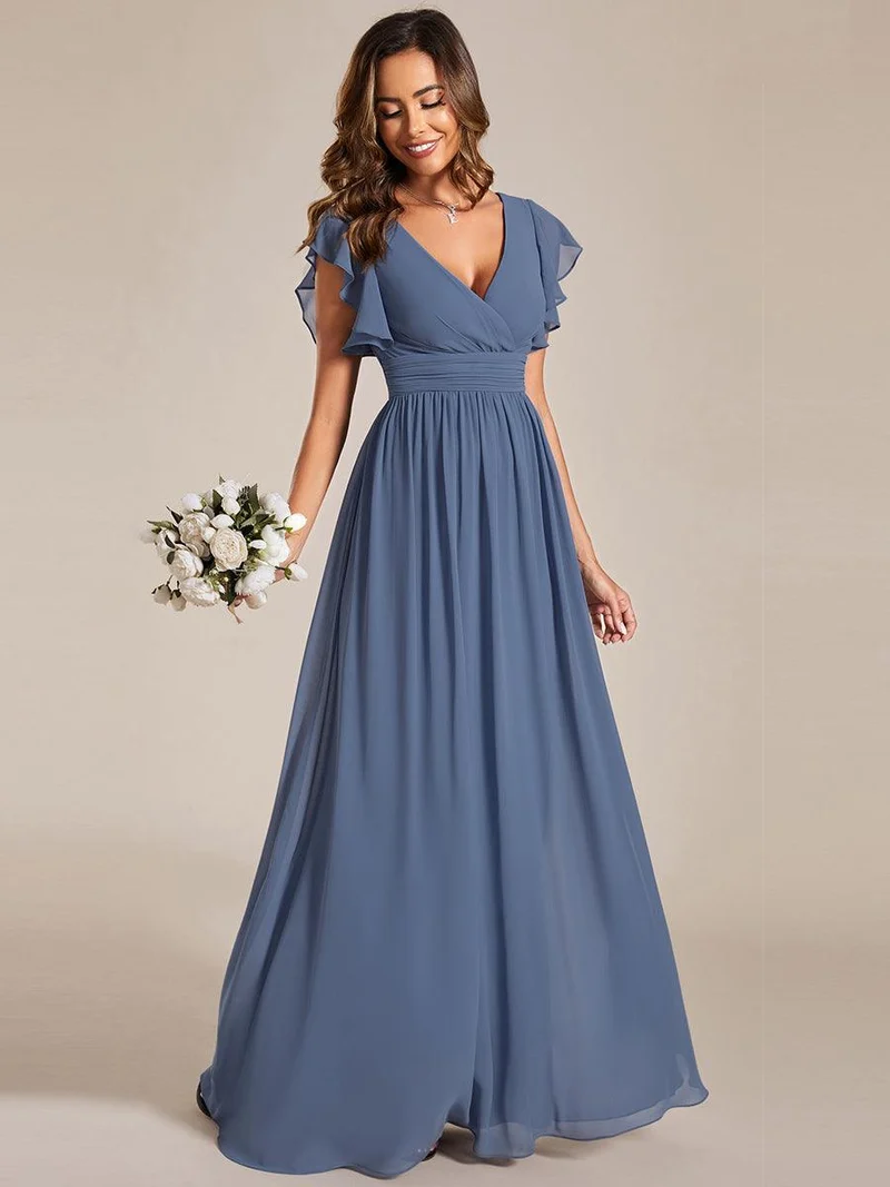 ever LILYANA|Robe de demoiselle d'honneur en mousseline avec dos découpé