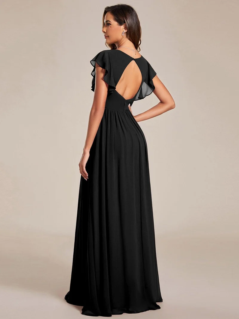ever LILYANA|Robe de demoiselle d'honneur en mousseline avec dos découpé