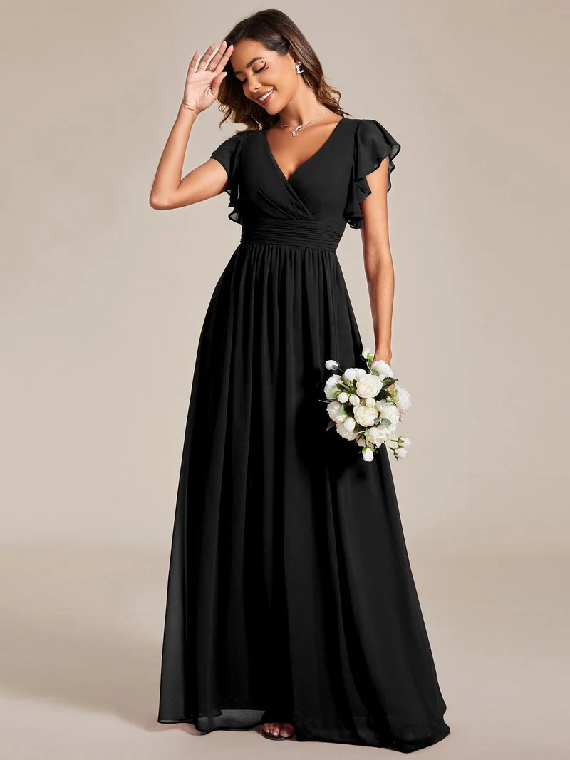 ever LILYANA|Robe de demoiselle d'honneur en mousseline avec dos découpé