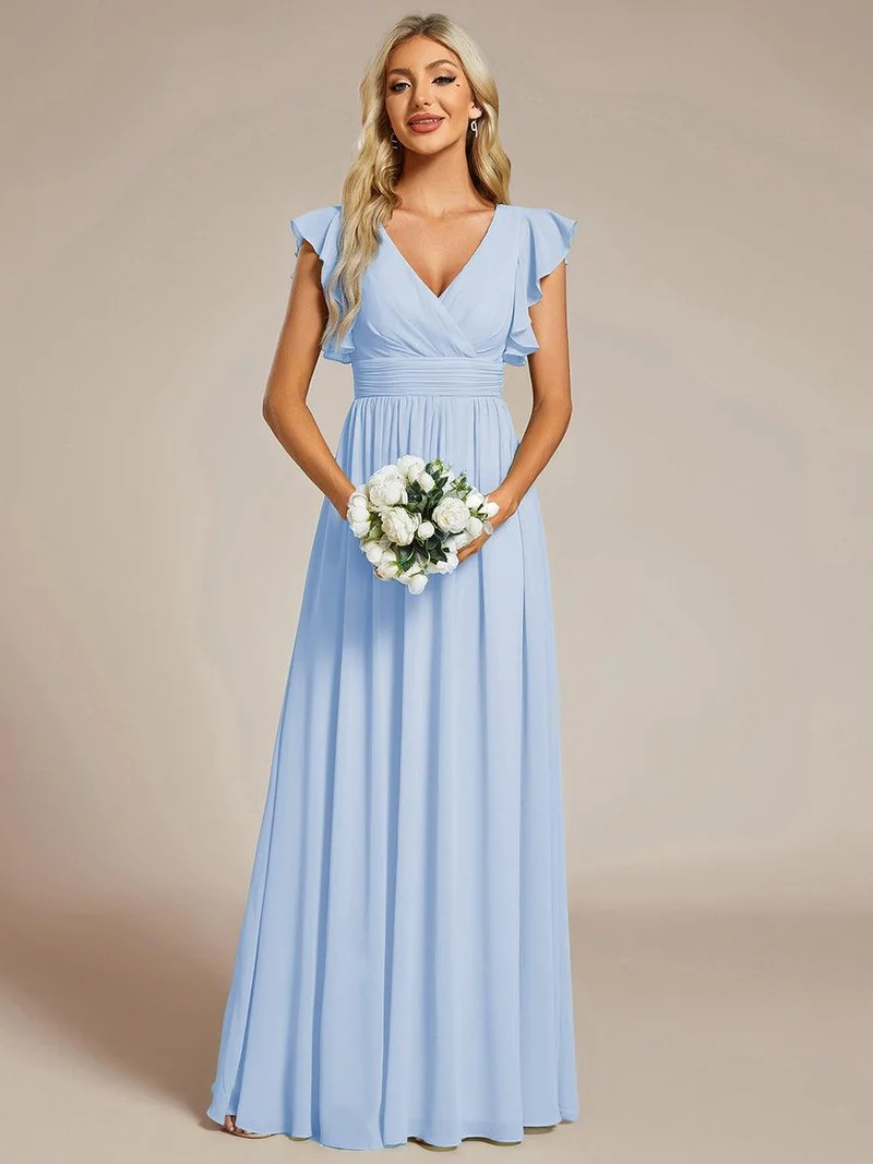 ever LILYANA|Robe de demoiselle d'honneur en mousseline avec dos découpé