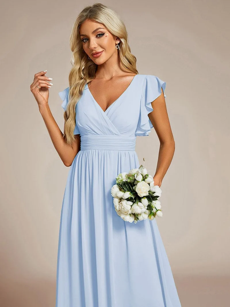 ever LILYANA|Robe de demoiselle d'honneur en mousseline avec dos découpé