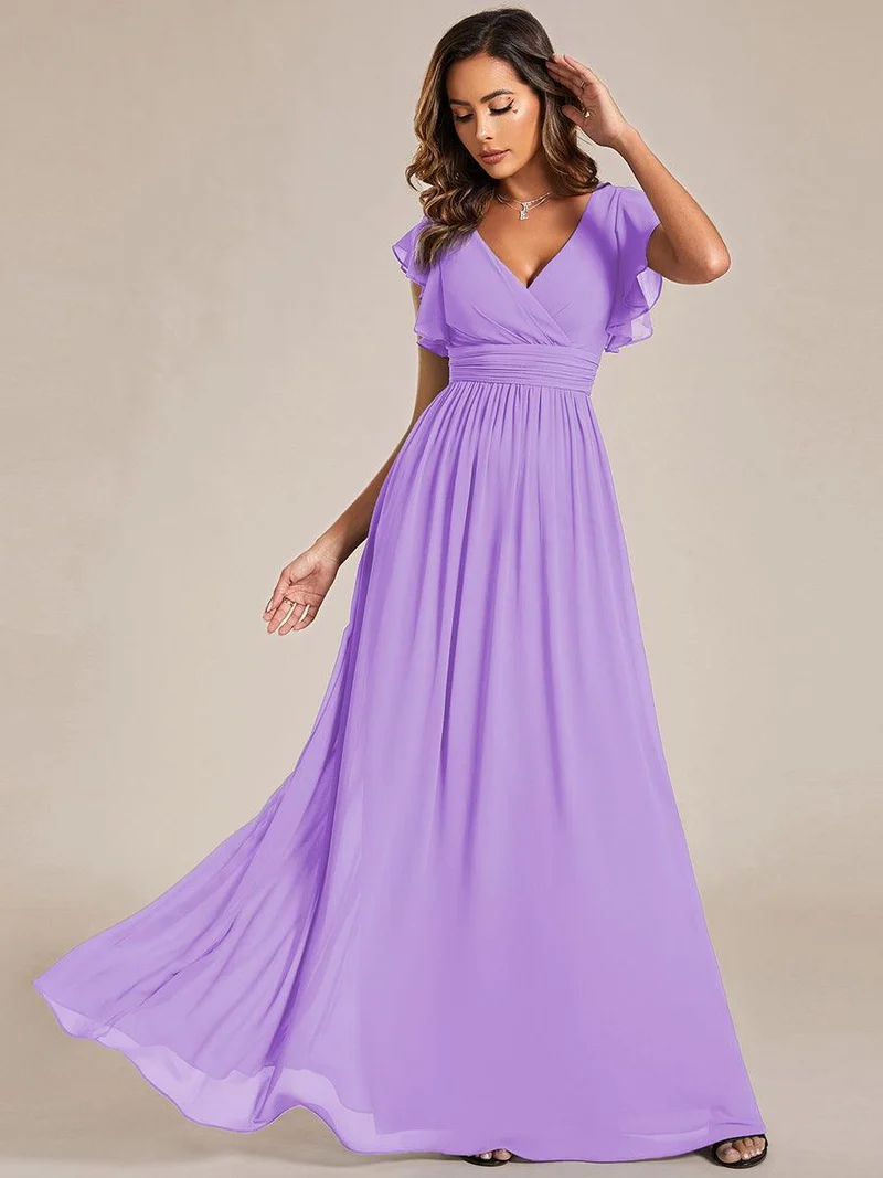 ever LILYANA|Robe de demoiselle d'honneur en mousseline avec dos découpé