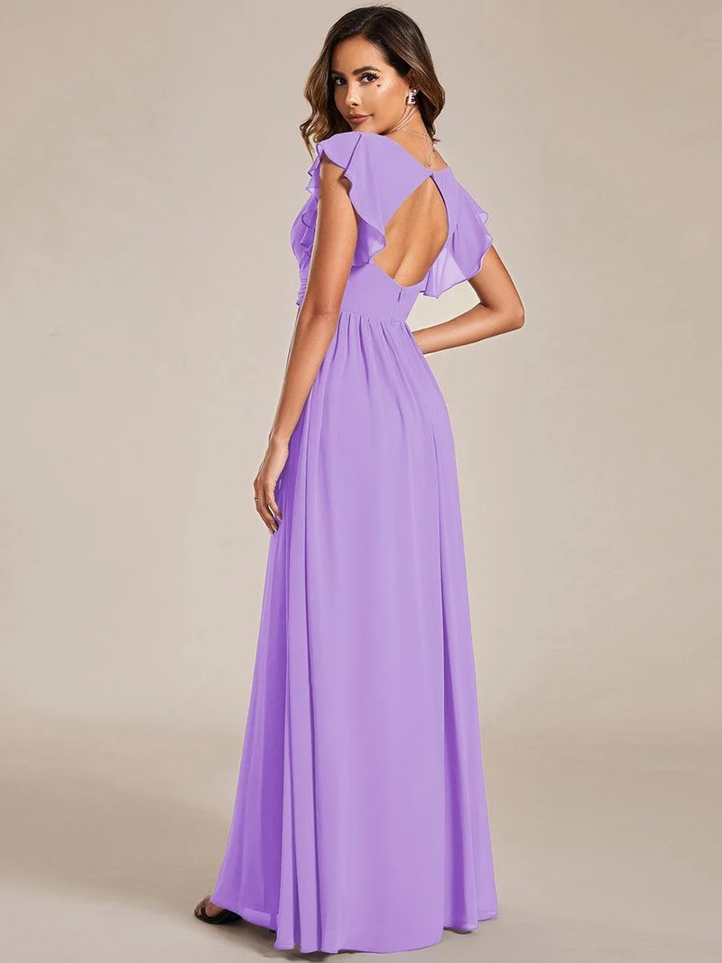 ever LILYANA|Robe de demoiselle d'honneur en mousseline avec dos découpé