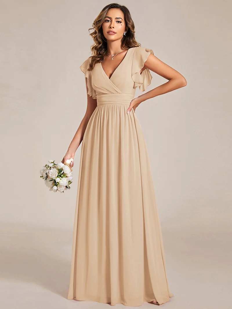ever LILYANA|Robe de demoiselle d'honneur en mousseline avec dos découpé