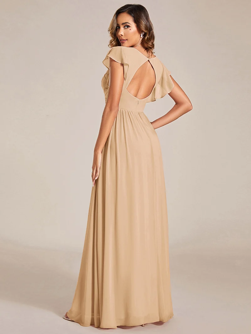 ever LILYANA|Robe de demoiselle d'honneur en mousseline avec dos découpé