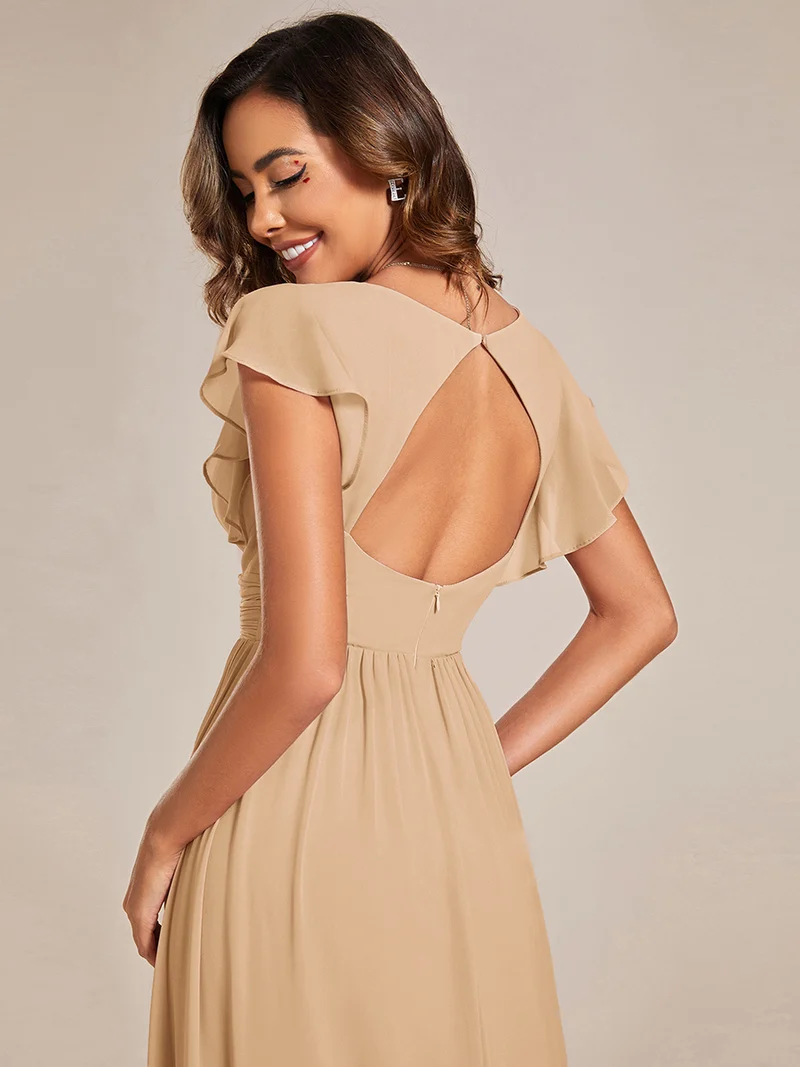 ever LILYANA|Robe de demoiselle d'honneur en mousseline avec dos découpé