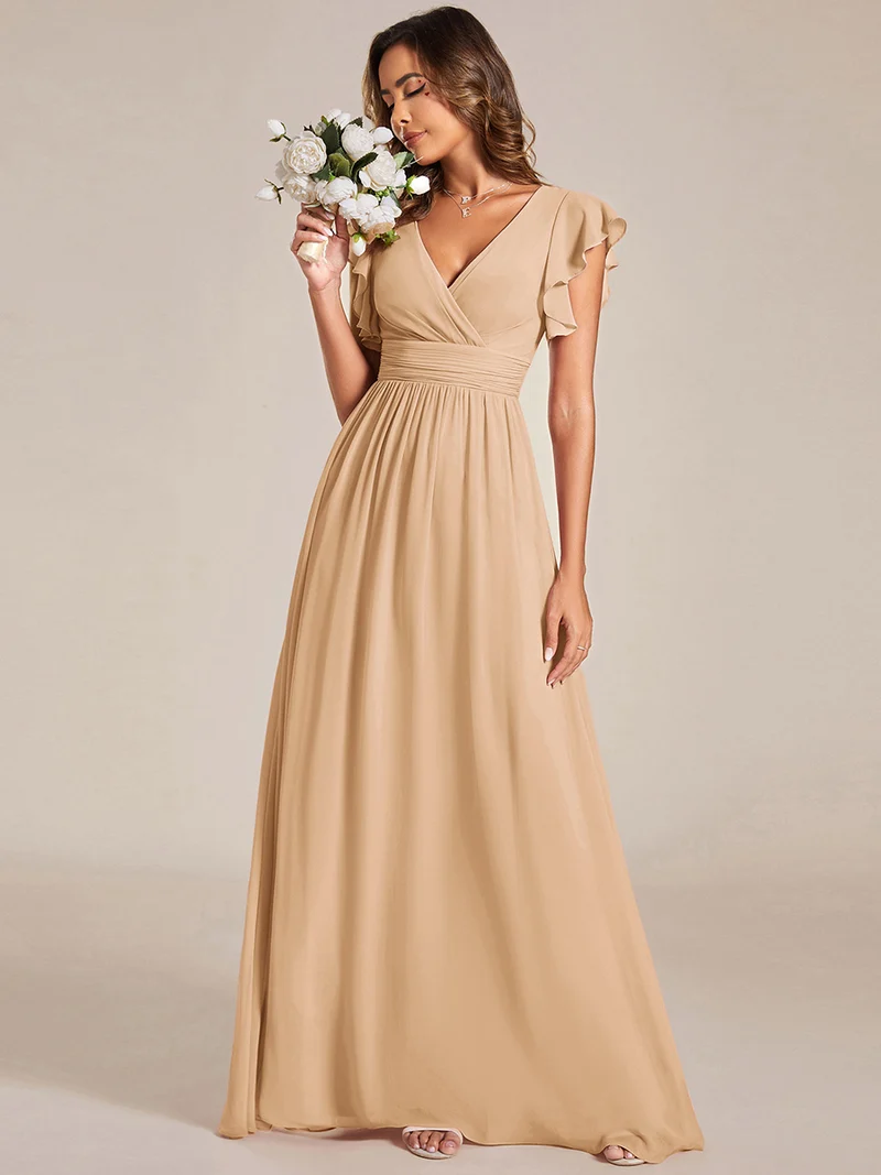 ever LILYANA|Robe de demoiselle d'honneur en mousseline avec dos découpé