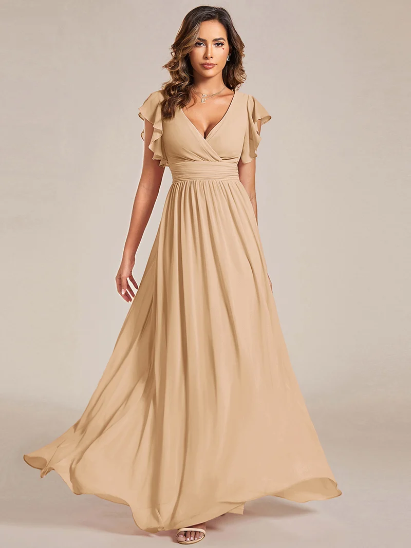 ever LILYANA|Robe de demoiselle d'honneur en mousseline avec dos découpé