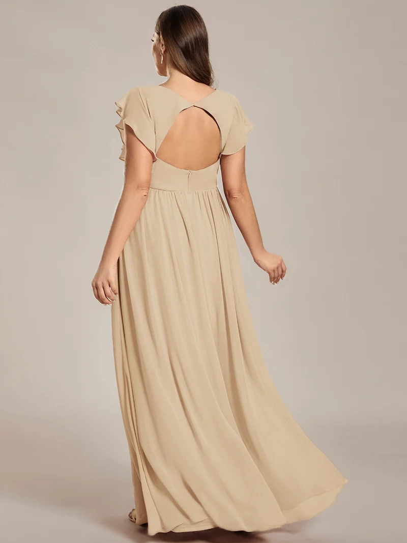 ever LILYANA|Robe de demoiselle d'honneur en mousseline avec dos découpé