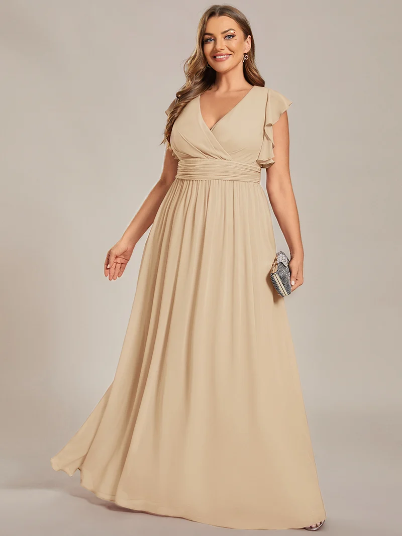ever LILYANA|Robe de demoiselle d'honneur en mousseline avec dos découpé