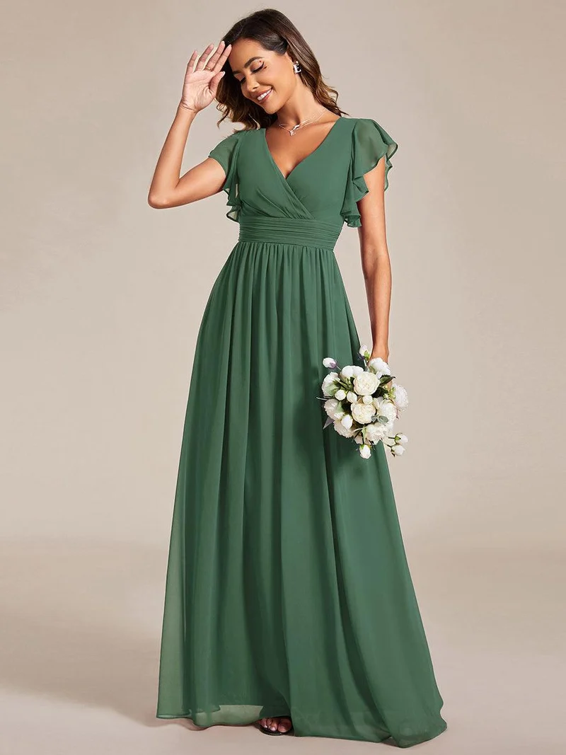 ever LILYANA|Robe de demoiselle d'honneur en mousseline avec dos découpé