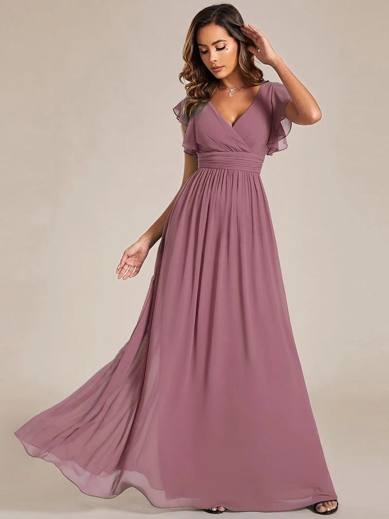 ever LILYANA|Robe de demoiselle d'honneur en mousseline avec dos découpé