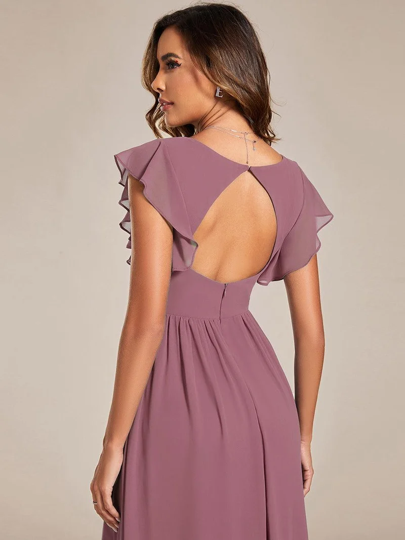 ever LILYANA|Robe de demoiselle d'honneur en mousseline avec dos découpé