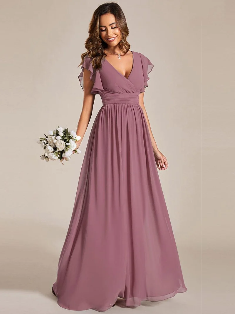 ever LILYANA|Robe de demoiselle d'honneur en mousseline avec dos découpé