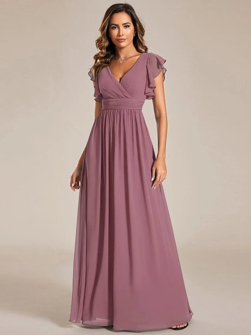 ever LILYANA|Robe de demoiselle d'honneur en mousseline avec dos découpé