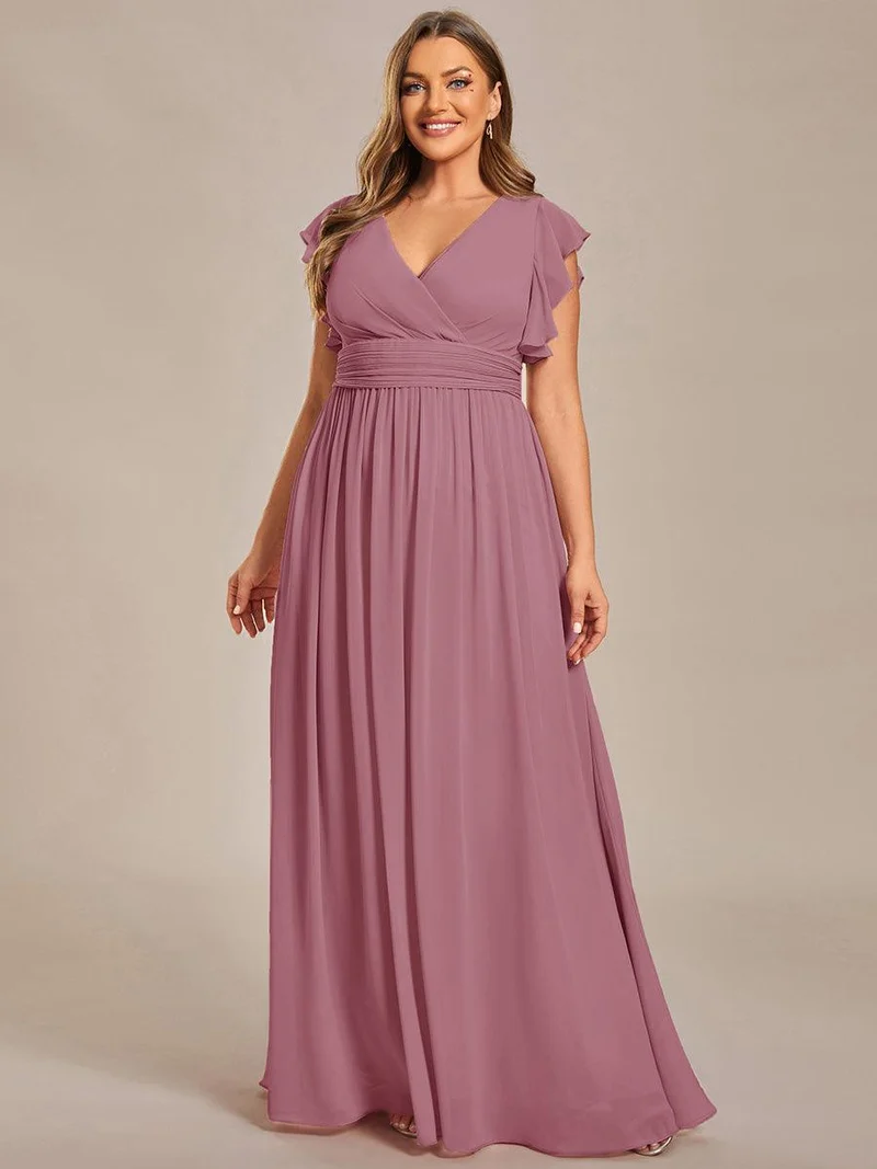 ever LILYANA|Robe de demoiselle d'honneur en mousseline avec dos découpé