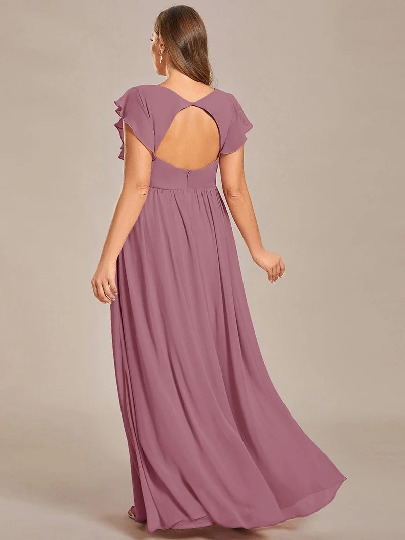 ever LILYANA|Robe de demoiselle d'honneur en mousseline avec dos découpé