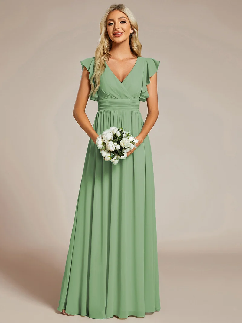 ever LILYANA|Robe de demoiselle d'honneur en mousseline avec dos découpé