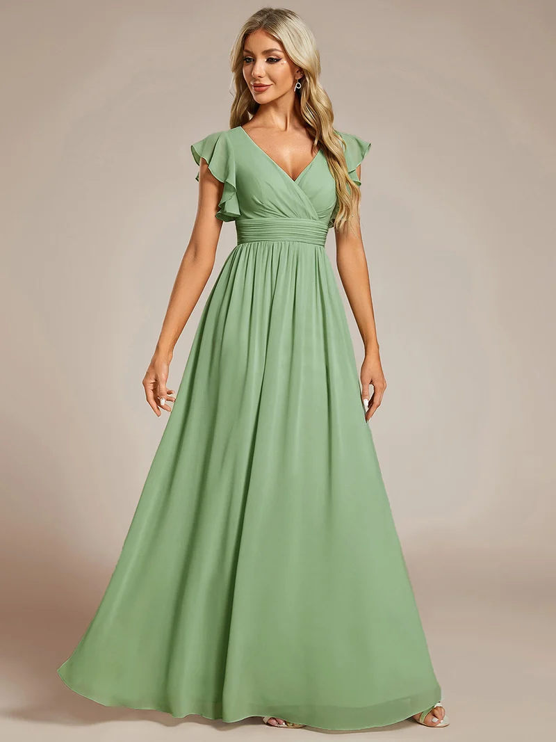 ever LILYANA|Robe de demoiselle d'honneur en mousseline avec dos découpé