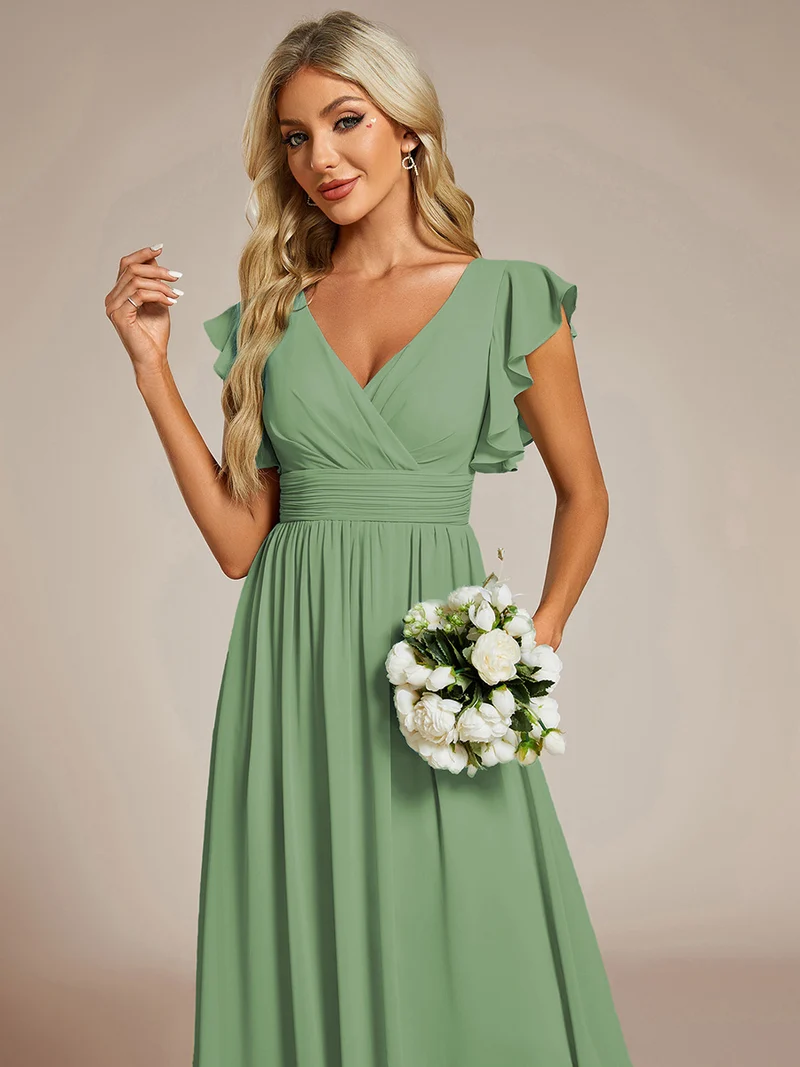 ever LILYANA|Robe de demoiselle d'honneur en mousseline avec dos découpé