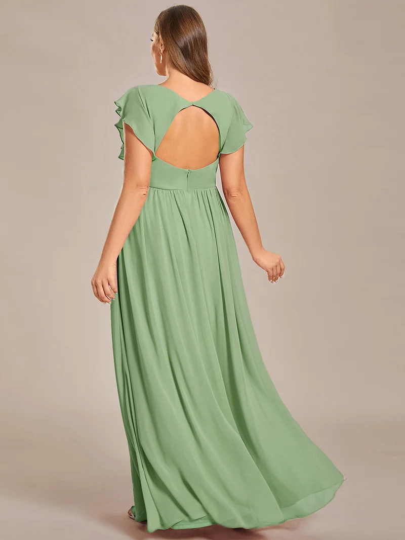ever LILYANA|Robe de demoiselle d'honneur en mousseline avec dos découpé