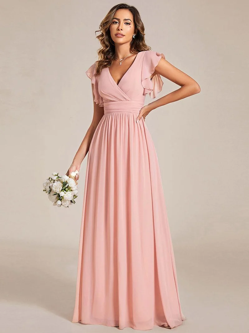 ever LILYANA|Robe de demoiselle d'honneur en mousseline avec dos découpé