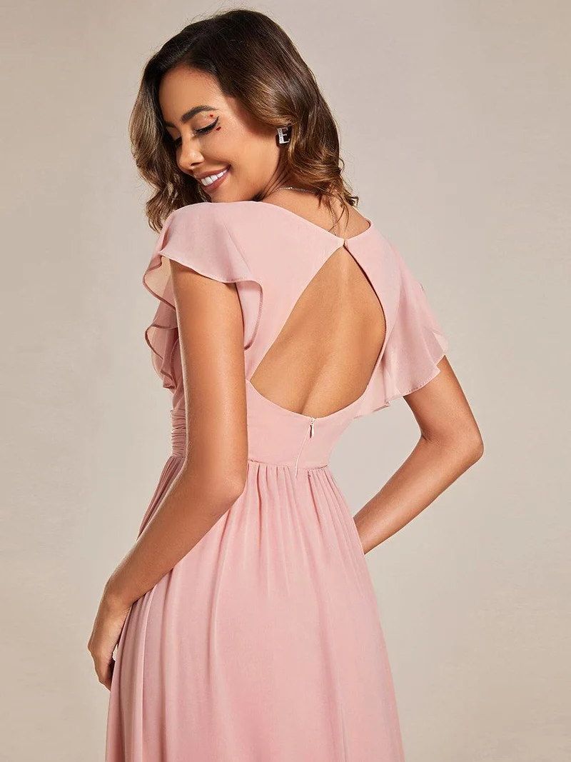 ever LILYANA|Robe de demoiselle d'honneur en mousseline avec dos découpé