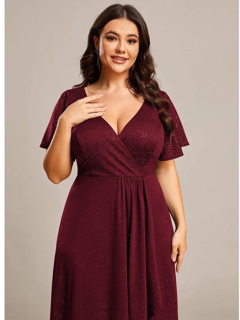 pretty MELODÉ|Robe de Soirée élégante à paillettes décolleté en V profond Grande taille (Vente Finale)