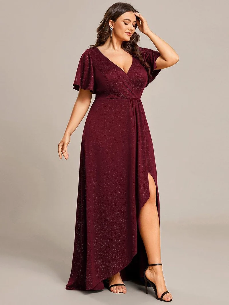 pretty MELODÉ|Robe de Soirée élégante à paillettes décolleté en V profond Grande taille (Vente Finale)