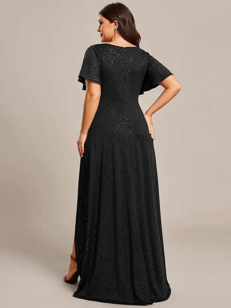 pretty MELODÉ|Robe de Soirée élégante à paillettes décolleté en V profond Grande taille (Vente Finale)