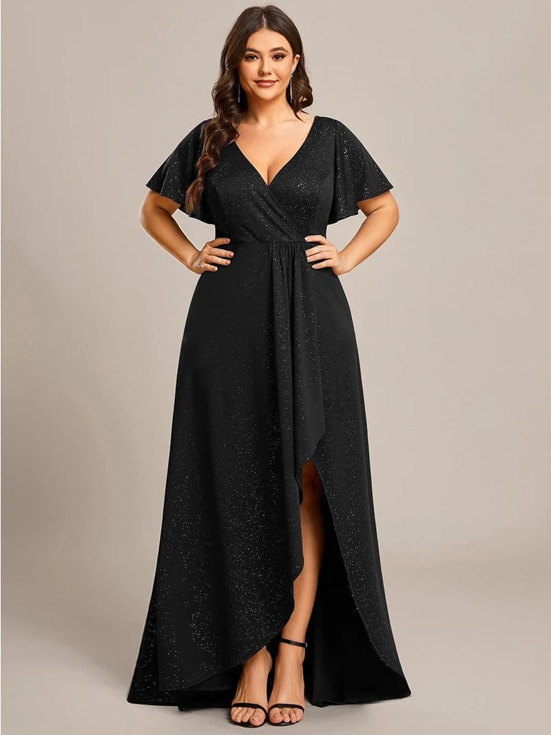 pretty MELODÉ|Robe de Soirée élégante à paillettes décolleté en V profond Grande taille (Vente Finale)