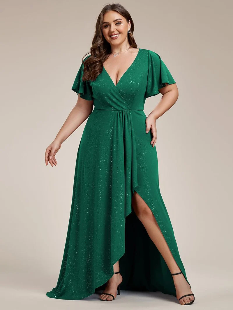 pretty MELODÉ|Robe de Soirée élégante à paillettes décolleté en V profond Grande taille (Vente Finale)