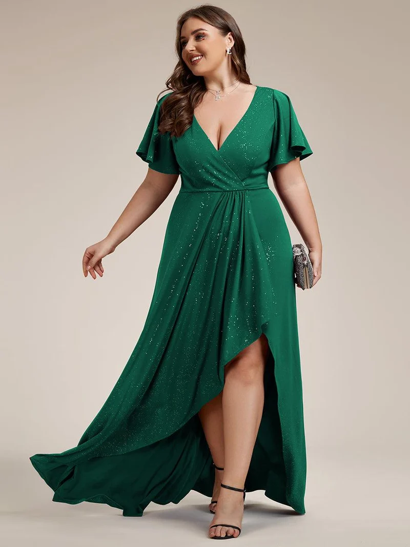 pretty MELODÉ|Robe de Soirée élégante à paillettes décolleté en V profond Grande taille (Vente Finale)