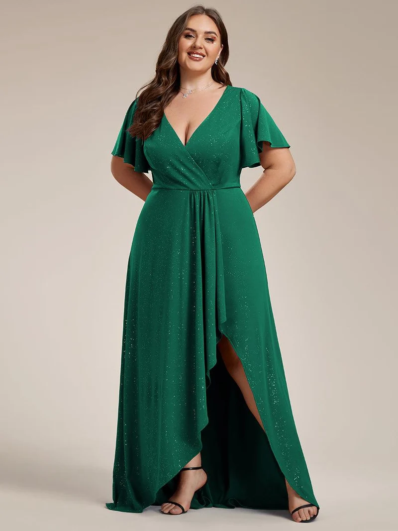 pretty MELODÉ|Robe de Soirée élégante à paillettes décolleté en V profond Grande taille (Vente Finale)